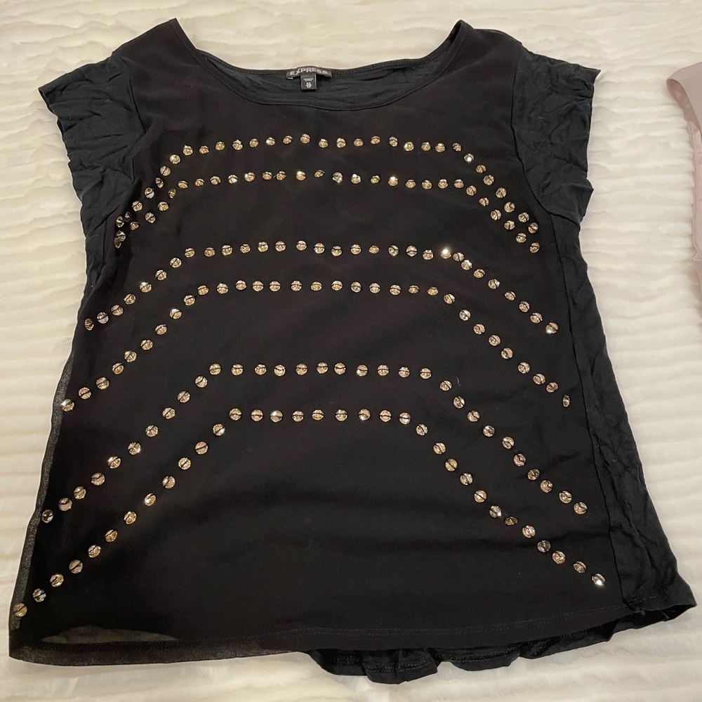Black with gold embellished tee